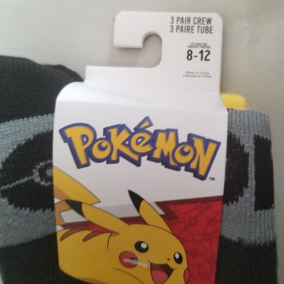 Pokemon 3 pack Crew Socks - Picture 7 of 9